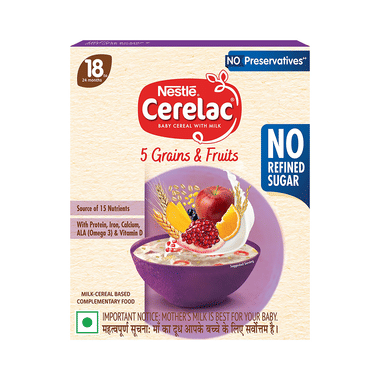Nestle Cerelac Baby Food Cereal | From 18 To 24 Months | No Preservative | No Refined Sugar | 5 Grains & Fruits