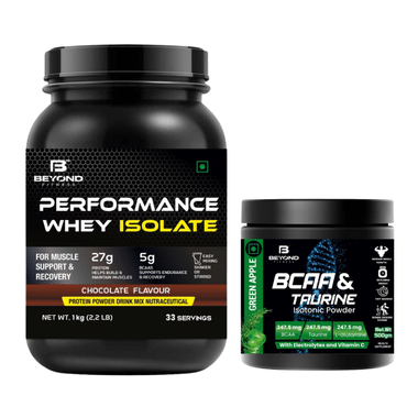 Beyond Fitness Combo Pack Of Performance Whey Isolate 1kg And BCAA  & Taurine Isotoni 500mg