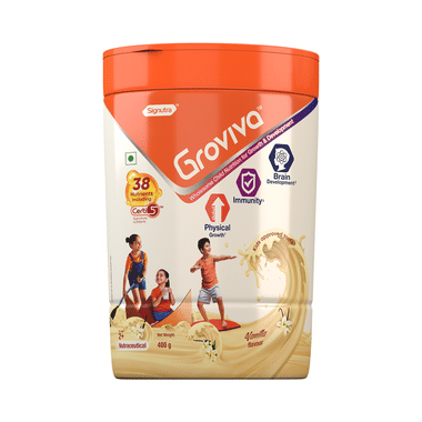 Groviva Child Nutrition For Physical Growth, Brain Development & Immunity | Flavour Vanilla Powder