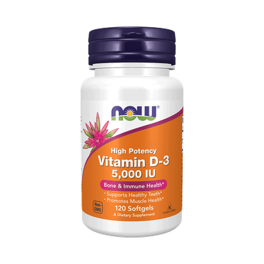 Now Vitamin D3 (Cholecalciferol) 5000IU | Softgel for Strong Bones & Immunity