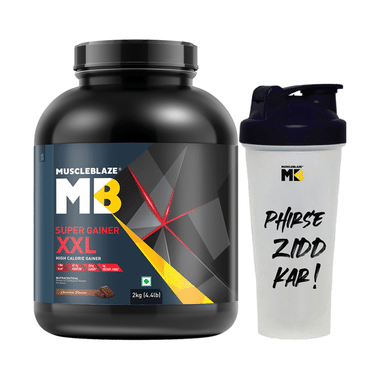 MuscleBlaze Super Gainer XXL For Muscle Growth | No Added Sugar | Powder Chocolate With Shaker 650ml