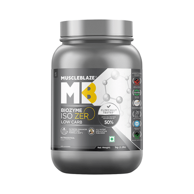 MuscleBlaze Biozyme Iso Zero Low Carb | Improves Protein Absorption By 50% | Flavour Powder Unflavoured