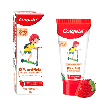 Colgate Kids Toothpaste (3-5 Years) | Protects Milk Teeth From Cavities | Flavour Natural Strawberry