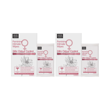 SheNeed 24 Hr Odour Control  Feminine Intimate Wipe (10 Each)