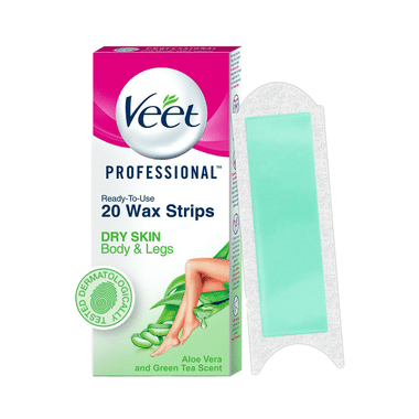 Veet Professional Waxing Strips Kit  20 Strips | Gel Wax Hair Removal For Women | Up To 28 Days Of Smoothness | No Wax Heater Or Wax Beans Required For Dry Skin