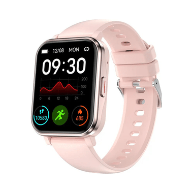 GOQii Stream Bluetooth Calling Smart Watch with 5 Lakh Health, 1 Lakh Life Insurance and 3 Months Free Health & Fitness Coaching Pink