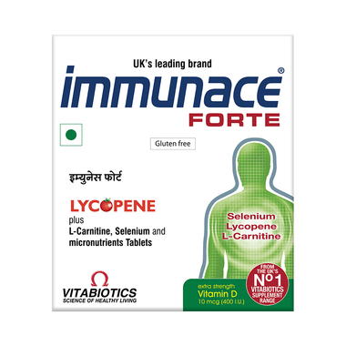 Immunace Forte Tablet With Lycopene+L-Carnitine, Vitamin D (400 IU) | For Immunity