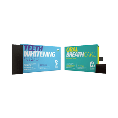 BonAyu Combo Pack Of Teeth Withening Dissolving Strip & Oral Breath Care Cardomom Mouth Dissolving Strip ( 30 Each )