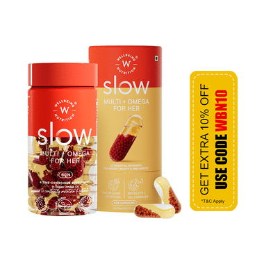 Wellbeing Nutrition Slow Multi + Omega for Her Multivitamin Vegan omega-3 oil, B-complex Capsule