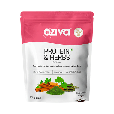 Oziva Protein & Herbs Whey Protein | For Metabolism, Energy, Skin & Hair | For Women| Flavour Cafe Mocha