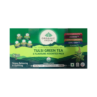 Organic India Tea For Immunity, Antioxidant Support & Stress Relief | Flavour Assorted Green Tea