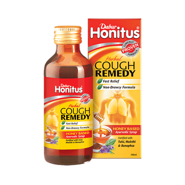 Dabur Honitus Honey-Based Ayurvedic Cough Syrup | Fast Relief from Cough, Cold & Sore Throat | Non-Drowsy