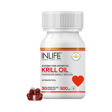 Inlife Krill Oil 500 mg | With Omega 3 | For Heart Health | Capsule