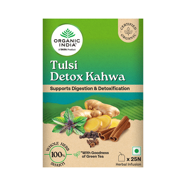 Organic India Tea For Immunity, Antioxidant Support & Stress Relief | Flavour Tulsi Detox Kahwa Green Tea