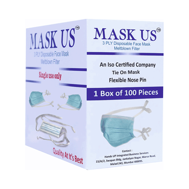 Mask US 3 Ply Disposable Face Mask Meltblown Filter Tie On