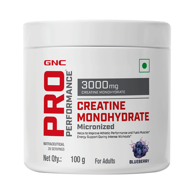 GNC Pro Performance Creatine Monohydrate 3000mg For Performance, Muscle Support & Energy | Powder Blueberry