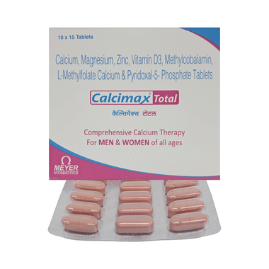 Calcimax Total Tablet For Comprehensive Calcium Therapy | For Men & Women Of All Ages | Bone, Joint & Muscle Care | Vitamins & Mineral Blend