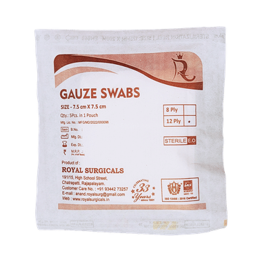 Royal Surgicals Gauze Swabs Sterile (5 Each) 7.5cm X7.5cm X 12ply