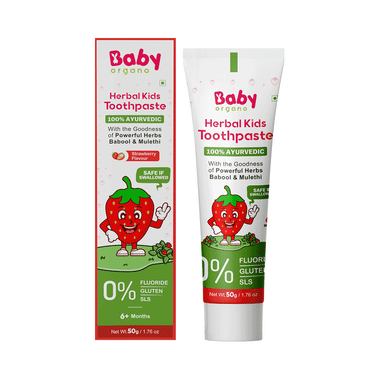 Baby Organo Herbal Kids Toothpaste Strawberry Babool & Mulethi