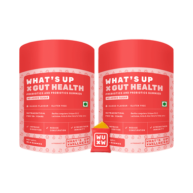 What's Up Wellness Gut Health Gummies | Pre & Probiotic Patented Strain |No Added Sugar(30 Each)