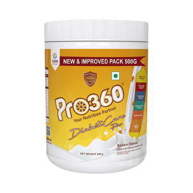 Pro360 Diabetic Nutritional Protein Drink with Vitamin B12, DHA & Minerals | Flavour Real Badam