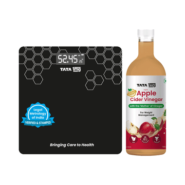 Combo Pack of Tata 1mg Digital Weighing Scale & Tata 1mg Organic Apple Cider Vinegar with the “Mother of Vinegar” (500ml)