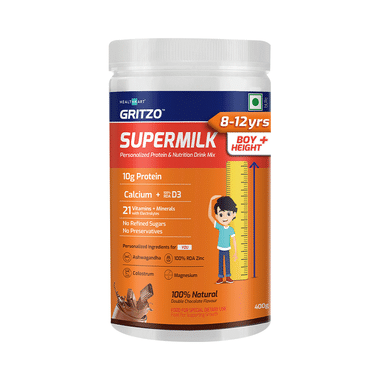 Gritzo SuperMilk Daily Nutrition 8-12 Yrs Boy Height+ Double Chocolate