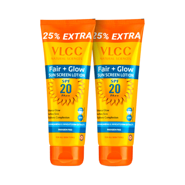 VLCC Natural Science Fair + Glow Sun Scree Lotion (100ml Each) Paraben Free