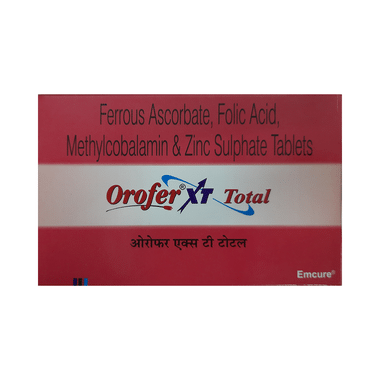 Orofer XT Total Tablet With Iron, Folic Acid, Methylcobalamin & Zinc Sulphate | For Mineral Support