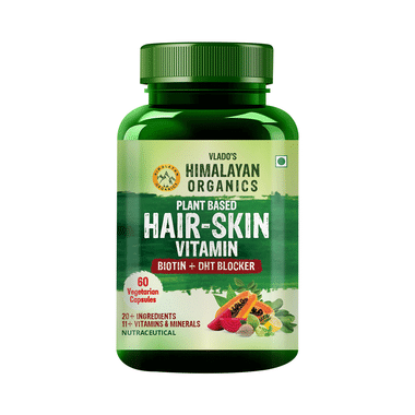 Vlado's Himalayan Organics Plant Based Hair-Skin Vitamin With Biotin DHT Blocker Vegetarian Capsule