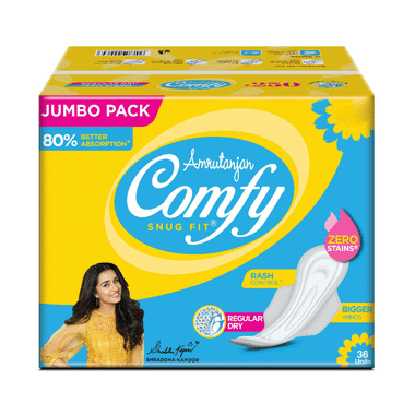 Amrutanjan Comfy Snug Fit Sanitary Pads Regular Dry