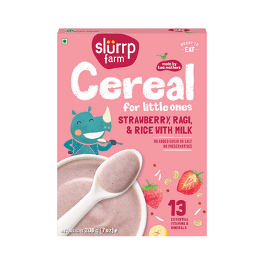 Slurrp Farm Cereal For Little Ones | Strawberry, Ragi & Rice With Milk