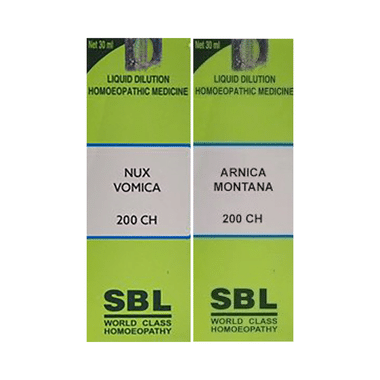 Combo Pack of SBL Nux Vomica Dilution 200 CH & SBL Arnica Montana Dilution 200 CH (30ml Each)