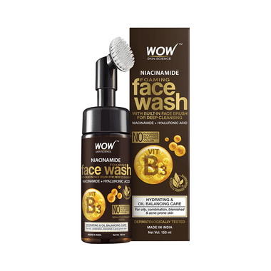 WOW Skin Science Niacinamide Foaming Face Wash With Built-In Face Brush