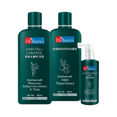 Dr Batra's Combo Pack of Anti-Dandruff Hair Serum 125ml, Conditioner 200ml and Hair Control Shampoo 200ml