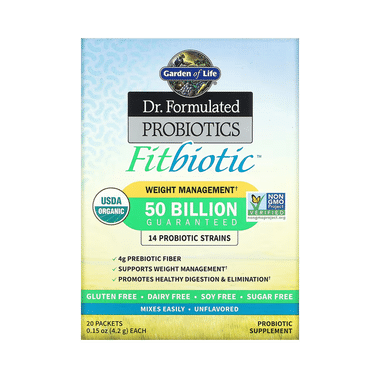 Garden of Life Dr. Formulated Probiotics Fitbiotic 14 Probiotic Strains Packets (4.2gm Each) Gluten and Sugar Free