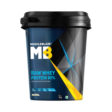 MuscleBlaze Raw Whey Protein 80% | Added Digestive Enzymes For Muscle gain | No Added Sugar | Flavour Powder Unflavoured