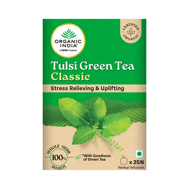 Organic India Tea For Immunity, Antioxidant Support & Stress Relief | Flavour Tulsi Green Tea