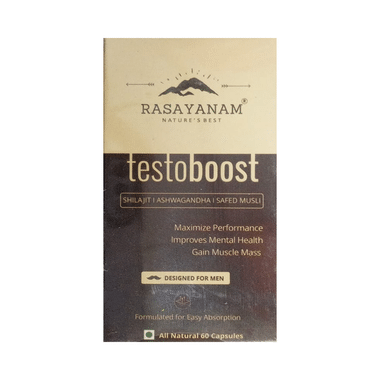 Rasayanam Rasayanam Testoboost Capsule With Shilajit, Ashwagandha & Safed Musli | For Stress Relief, Vigour, Strength, & Energy