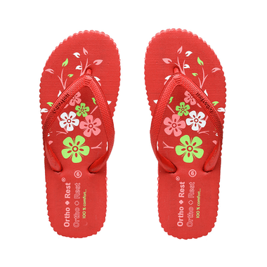 Ortho + Rest Women's Cool Extra Soft And Comfortable Orthopedic Flip Flops For Home Daily Use Red 5