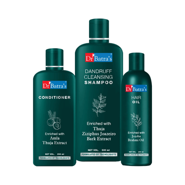 Dr Batra's Combo Pack of Hair Oil 200ml, Dandruff Cleansing Shampoo 500ml and Conditioner 200ml