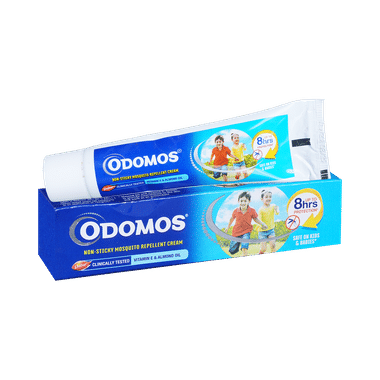 Odomos Non-Sticky Mosquito Repellent Cream With Vitamin E & Almond Oil