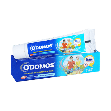 Odomos Non-Sticky Mosquito Repellent Cream with Vitamin E & Almond Oil