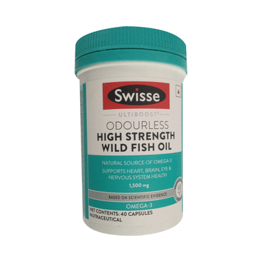 Swisse Ultiboost Odourless High Strength Wild Fish Oil Capsule With 1500mg Omega 3 | For Heart, Brain, Eye & Joint Health