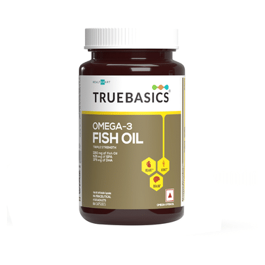 TrueBasics Omega 3 Triple Strength Fish Oil | For Brain, Heart & Joints | Soft Gelatin Capsule