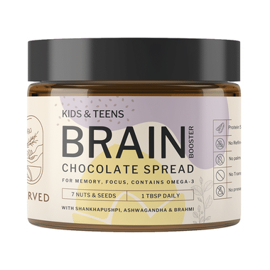 Iyurved Kids & Teens Brain Booster Chocolate Spread | With Brahmi, Omega 3 & Ashwagandha For Memory & Focus