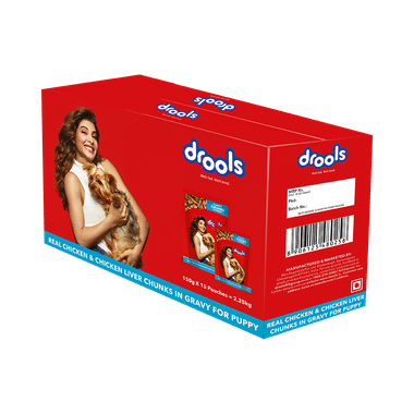 Drools Puppy Wet Dog Food, Real Chicken & Chicken Liver Chunks in Gravy (150gm Each)