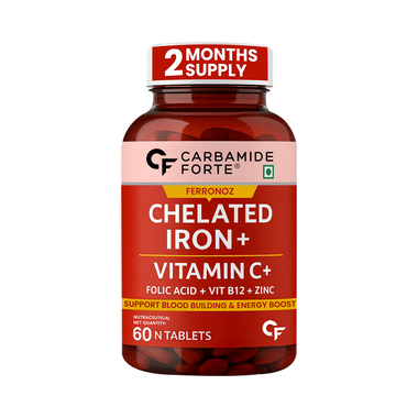 Carbamide Forte Chelated Iron With Folic Acid, Zinc, Vitamin C & B12 For Blood Building & Energy | Tablet