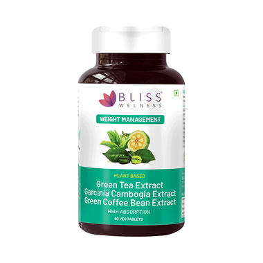 Bliss Welness Weight Management Green Tea + Garcinia Cambogia + Green Coffee Bean Extract Veg Tablet