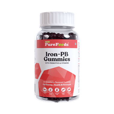 PureFoods Iron-PB Gummies With Prebiotics Strawberry